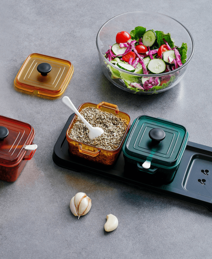 Set of 3 Decorative Condiment Container.